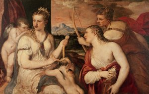 キューピッドの教育、1565年頃 作： Tiziano Vecelli
